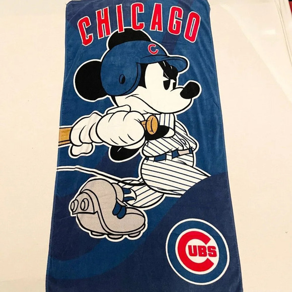 Chicago Cubs MLB Mickey Mouse Baseball Beach Towel 56.5 x 29.5 FLAWS - Picture 1 of 16